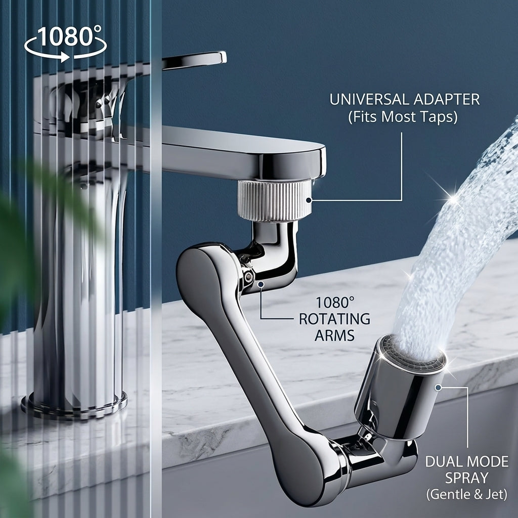 1080° Rotating Sink Faucet Extender – Anti-Splash Water Saver Tap