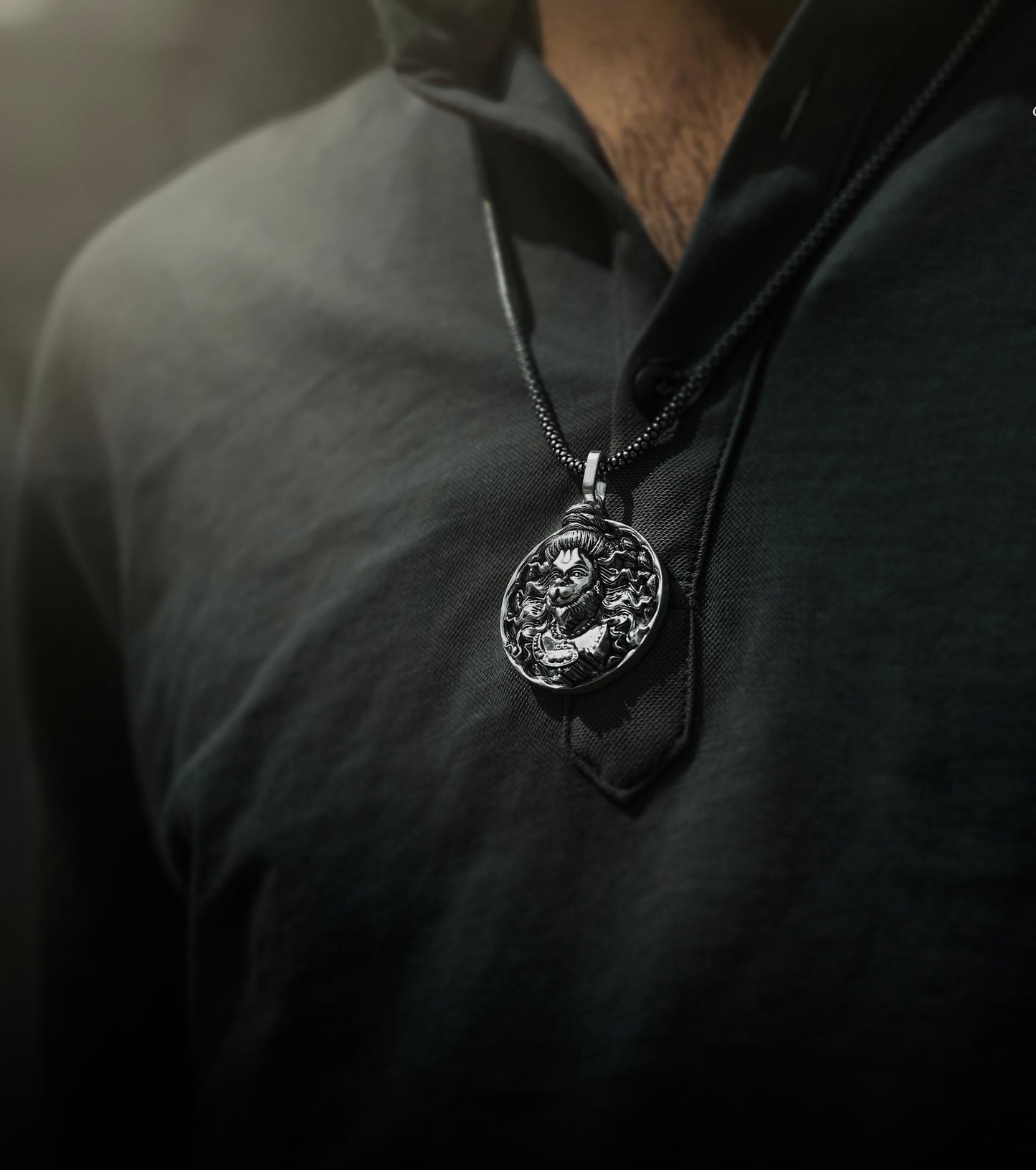 Men's Silver Chain with Hanuman Pendant